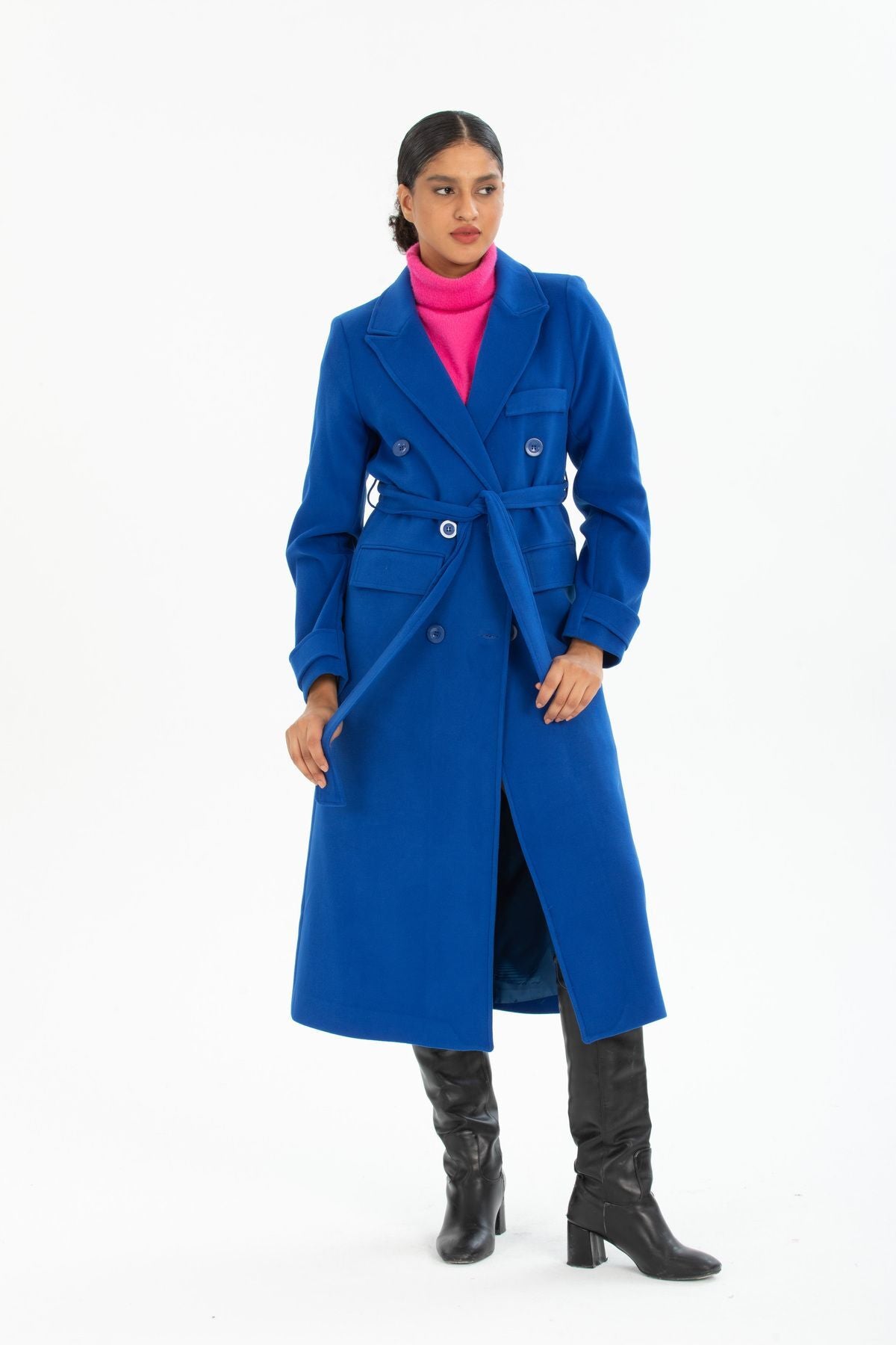 Belinda Women's Button Front Lined Coat - Light Royal Blue - product image 3