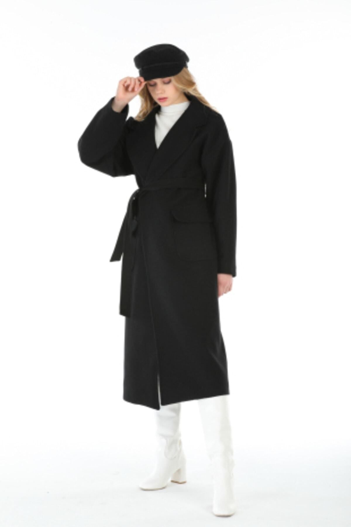 Anabel Women's Notched Collar Coat - Black - product image 2