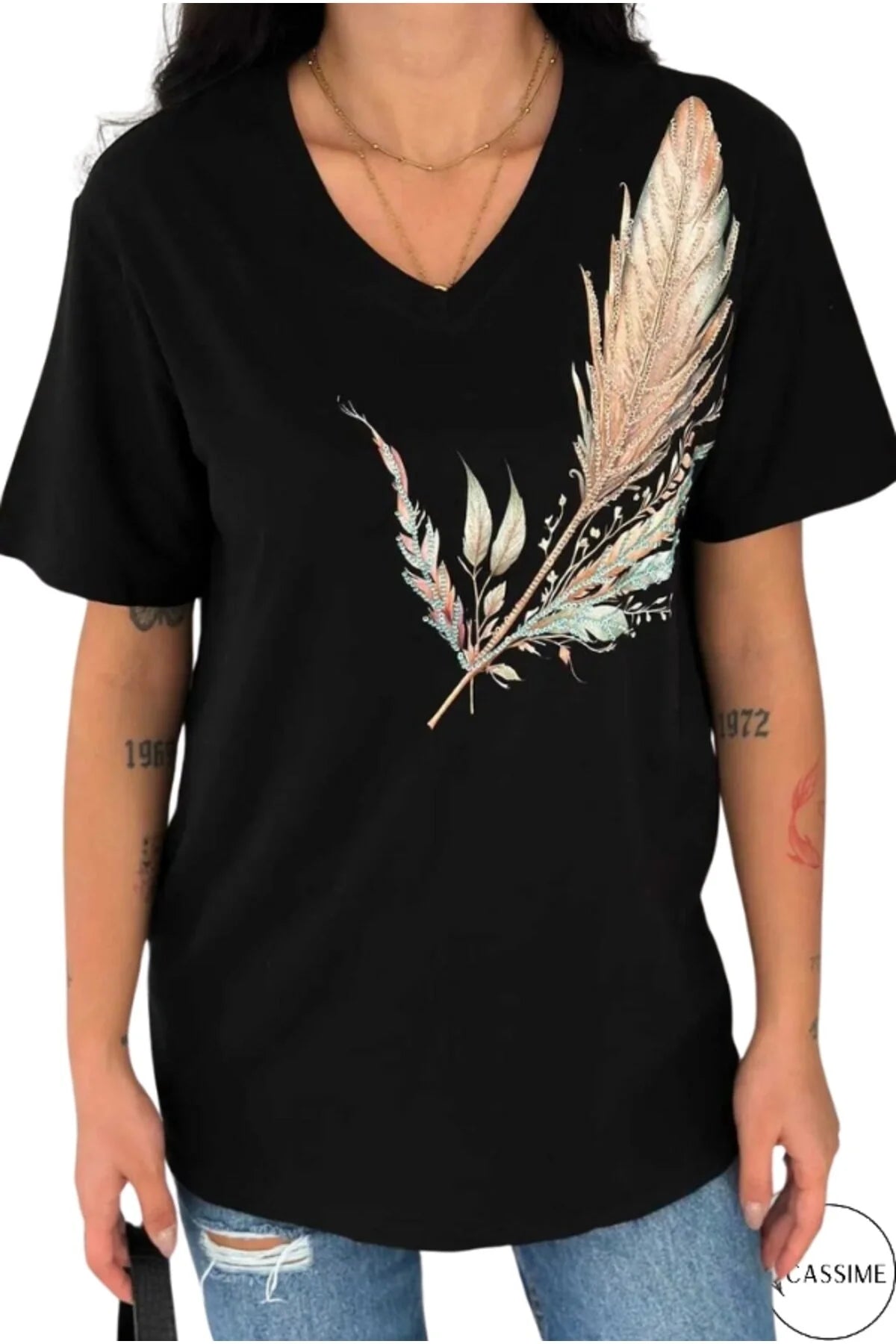 Tilda Black Floral Embroidered Cotton T-Shirt