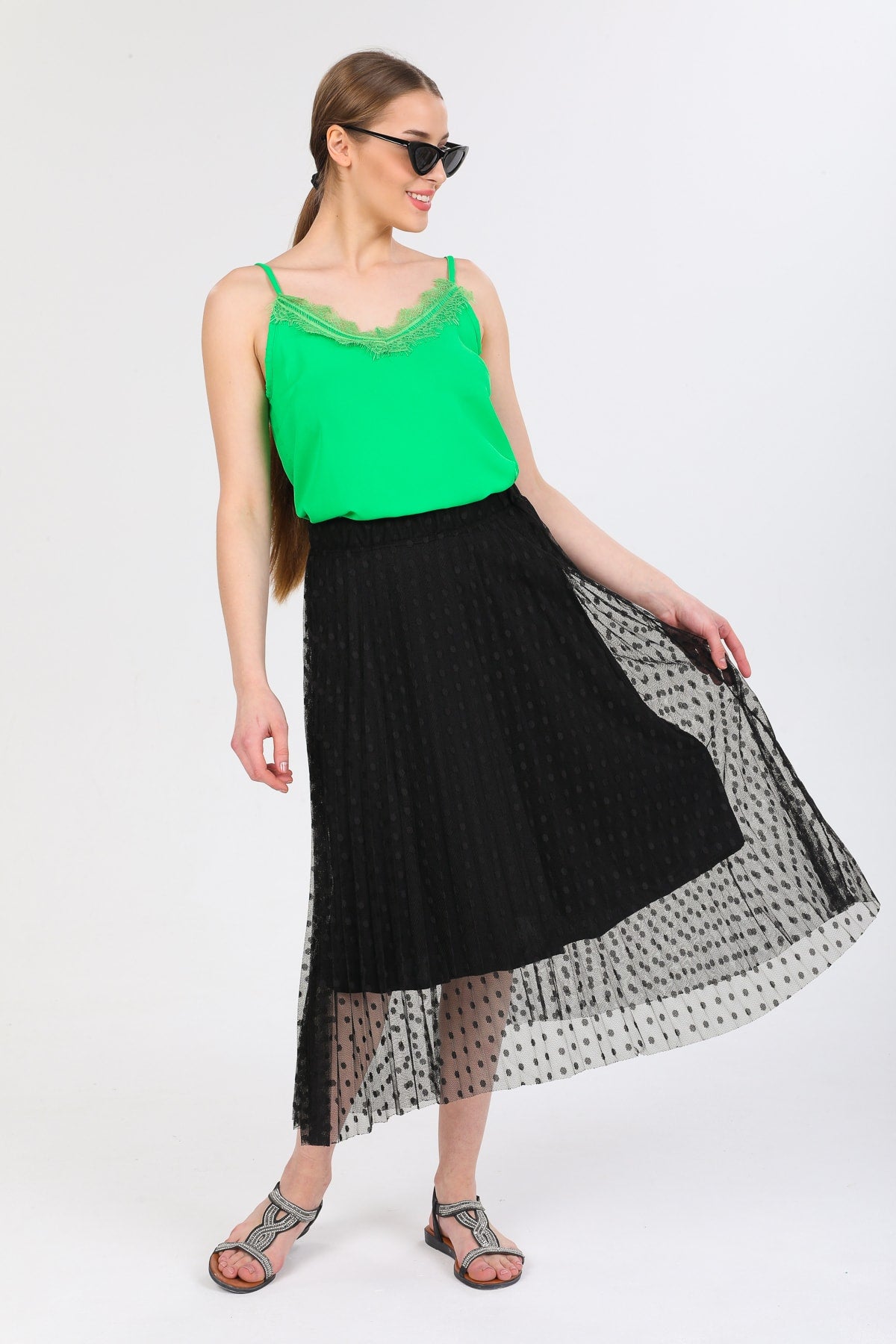 Blythe Women's Polka Dot Lace Skirt - Black Polka Dot - product image 2