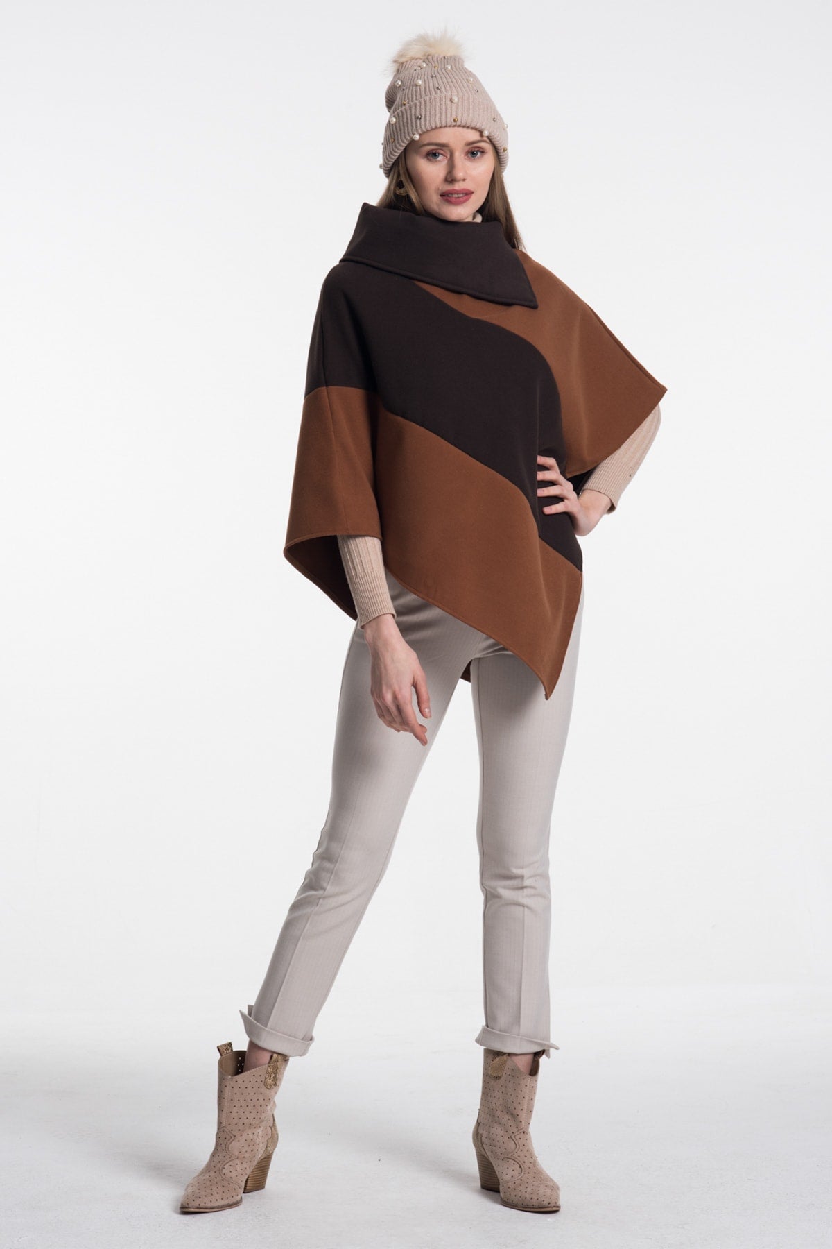 Farrah Women's Poncho - Cognac Brown - product image 2
