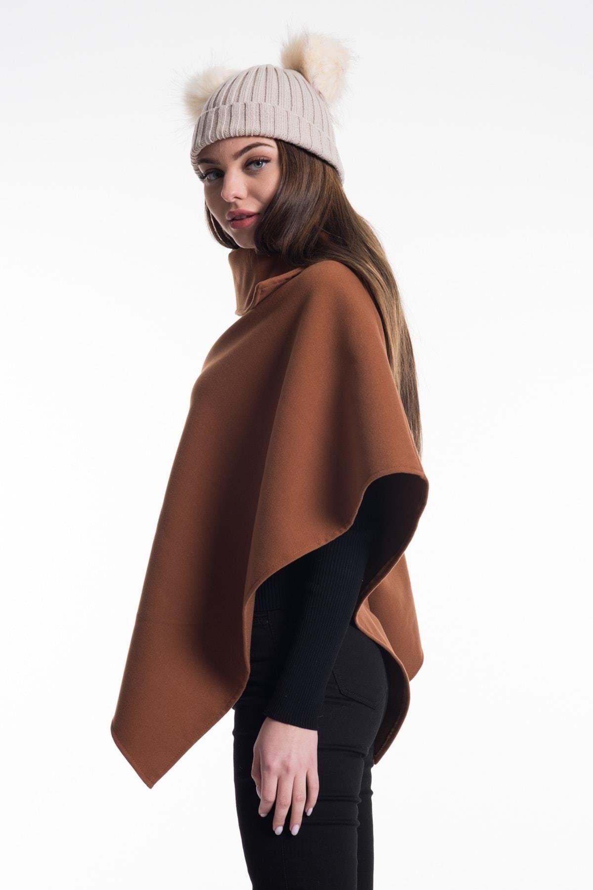 Bess Women's Poncho - Cognac - product image 3