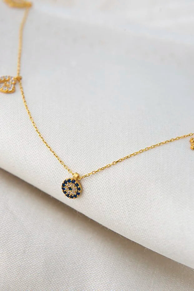 Ασημένιο κολιέ με μάτι και μάτι