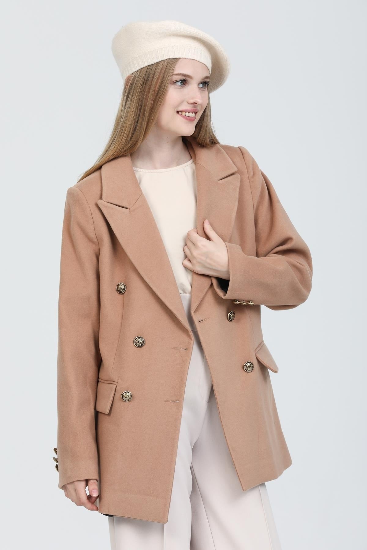 Bettina Women's Double-Breasted Jacket - Camel - product image 3