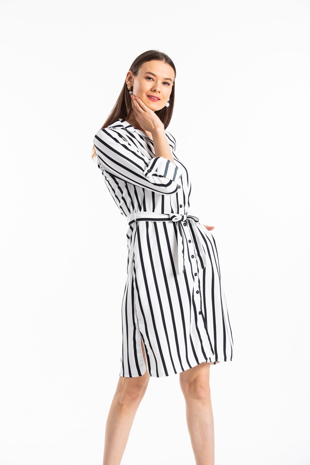 Cordelia Women's Striped Dress - Black White Stripe - product image 4