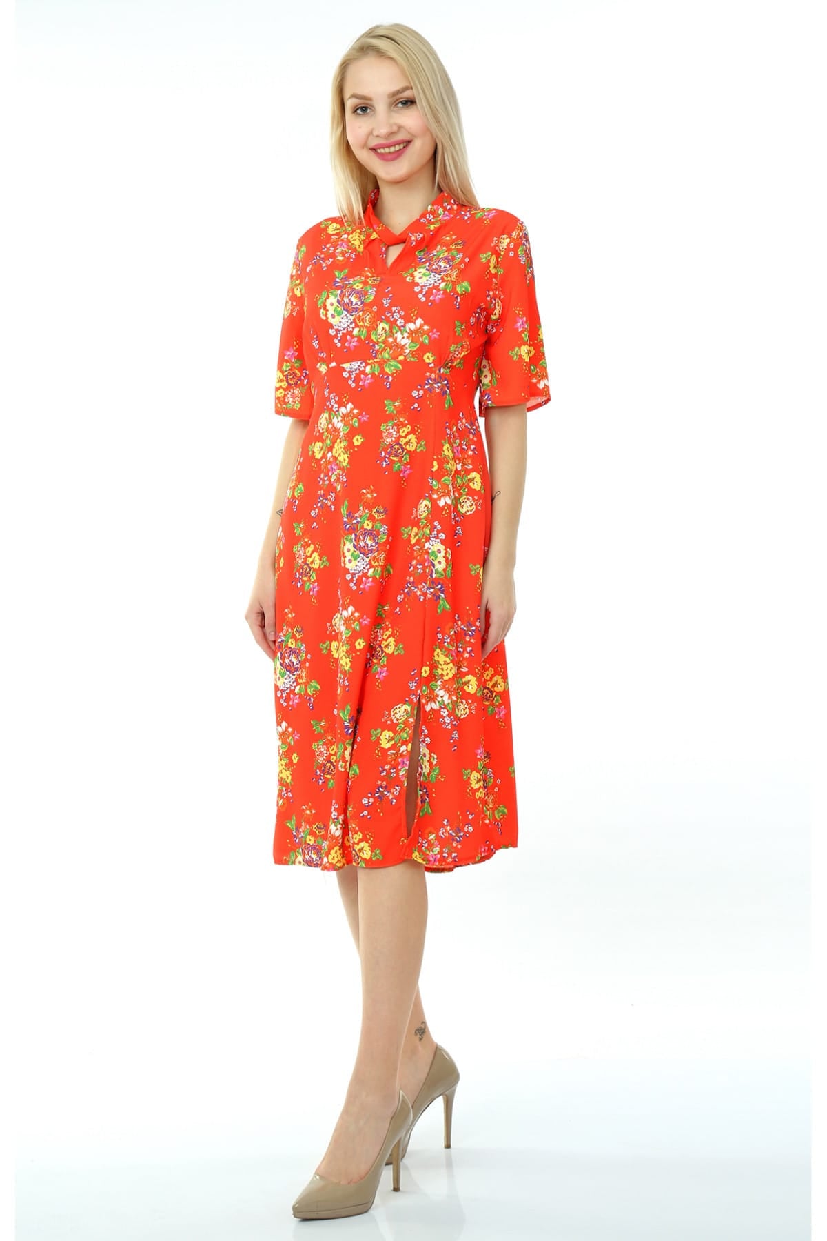 Guinevere Women's Dress - Coral Red - product image 2