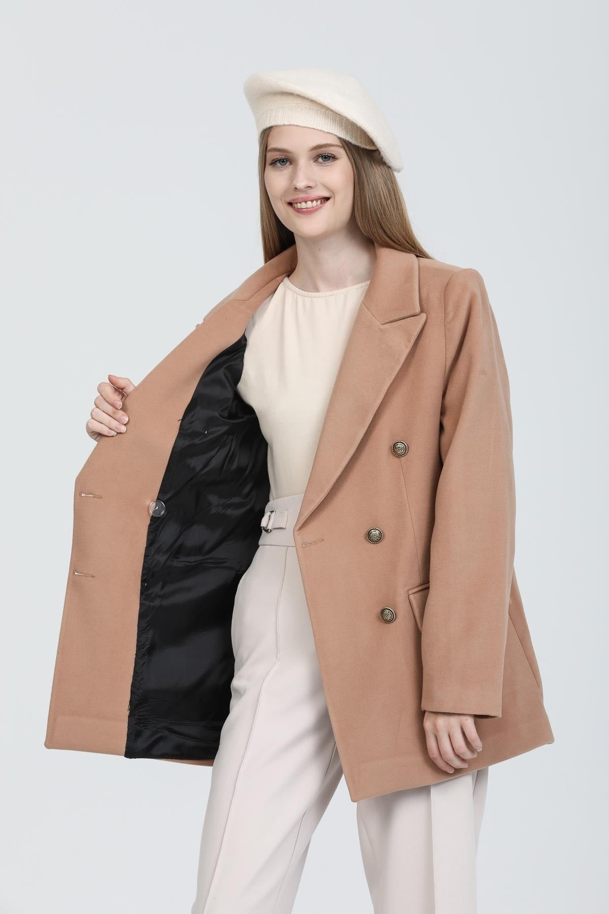 Bettina Women's Double-Breasted Jacket - Camel - product image 5