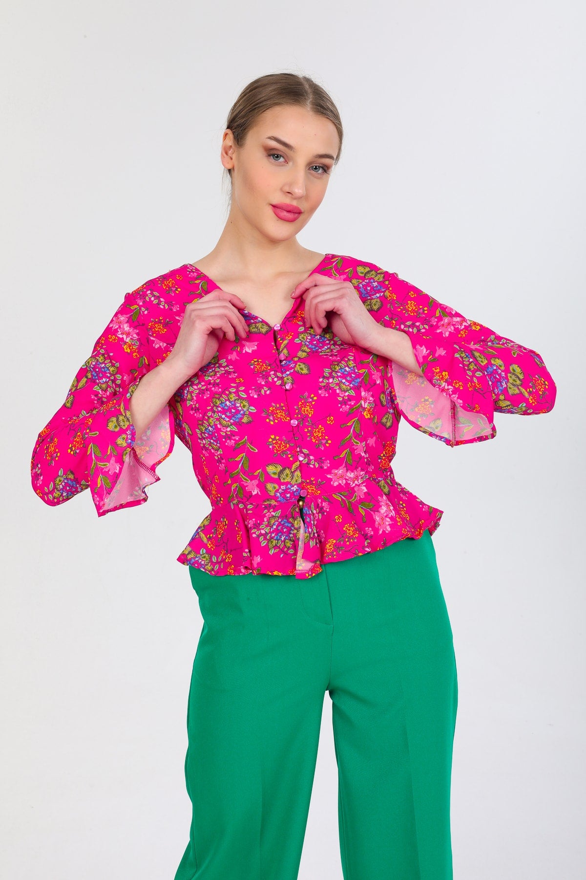 Billie Women's Floral Shirt - Fuchsia Floral - product image 5
