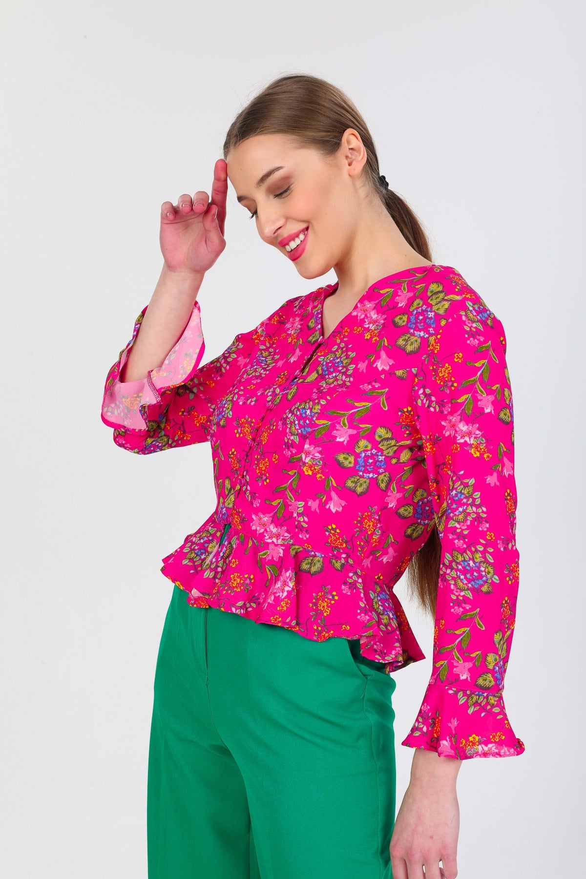 Billie Women's Floral Shirt - Fuchsia Floral - product image 6