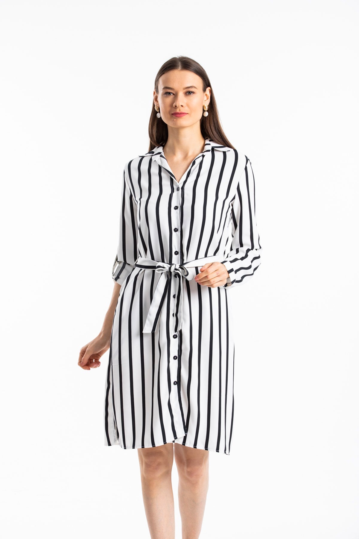 Cordelia Women's Striped Dress - Black White Stripe - product image 6