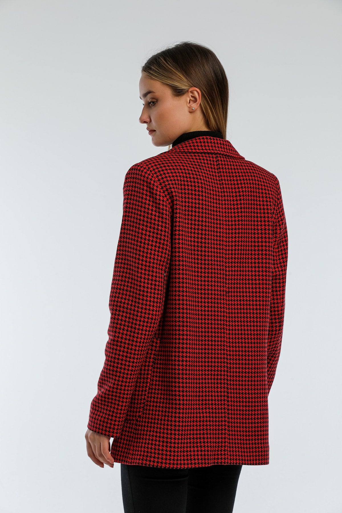 Catalina Women's Houndstooth Blazer - Black Red - product image 5