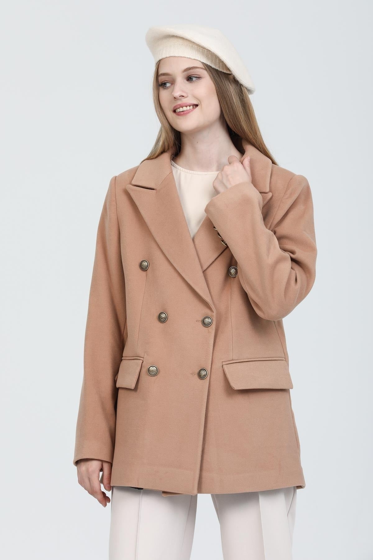 Bettina Women's Double-Breasted Jacket - Camel - product image 7