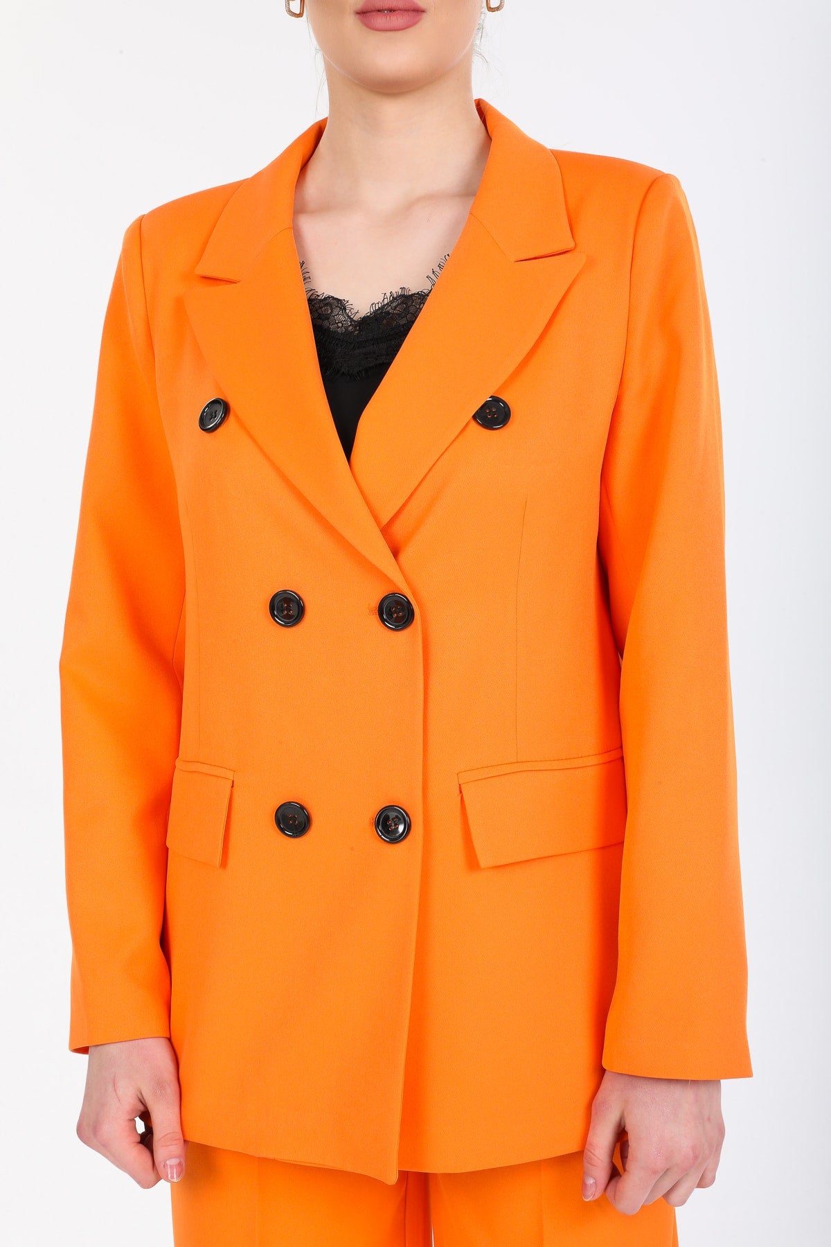 Cadence Women's Double-Breasted Oversized Jacket - Orange - product image 8