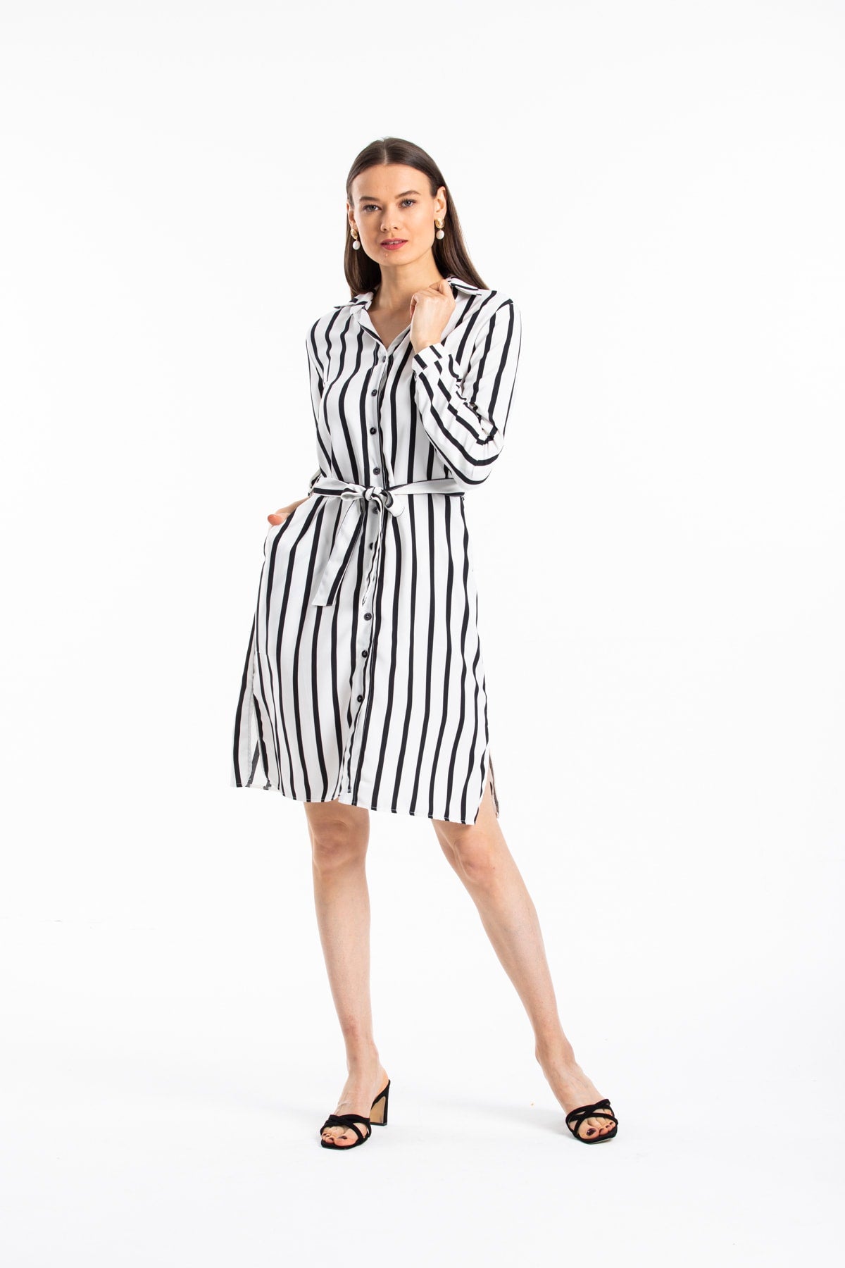 Cordelia Women's Striped Dress - Black White Stripe - product image 8