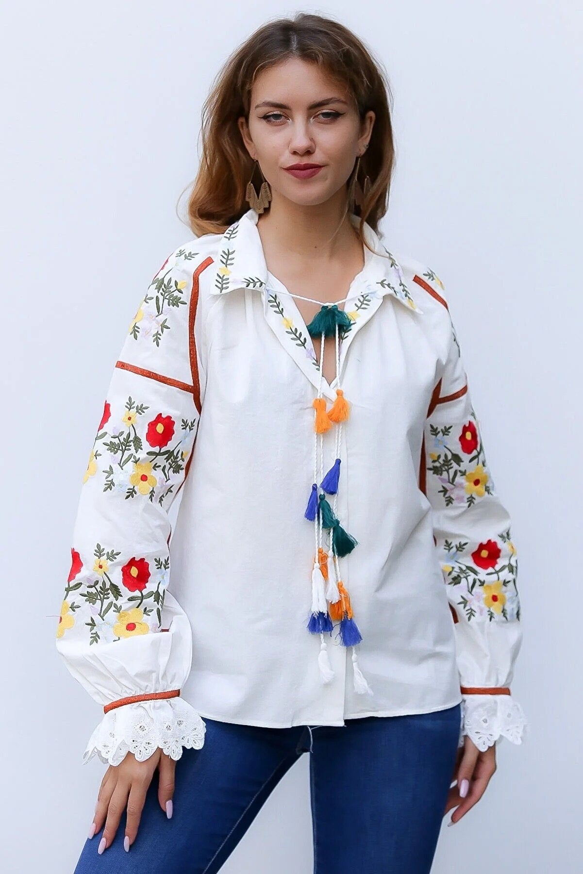 Blusa Mexicana Bordada Estilo Étnico