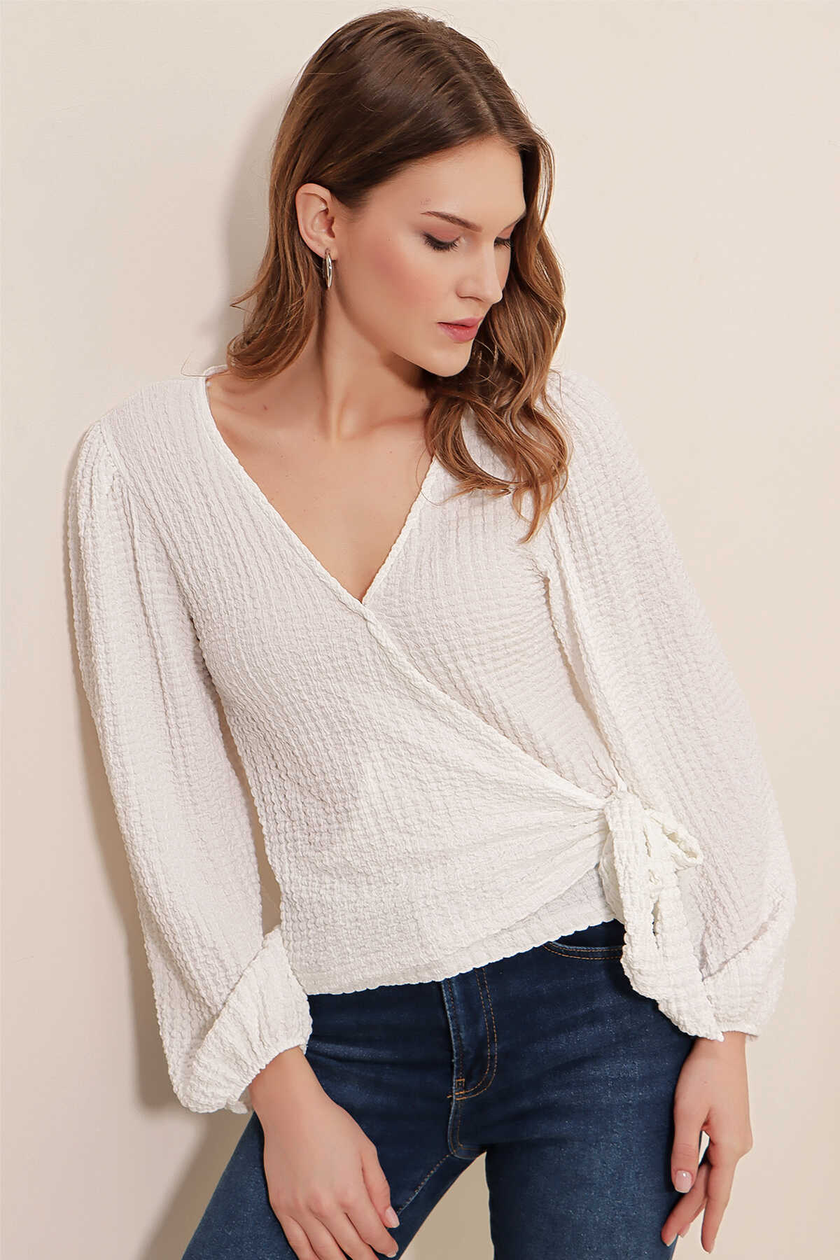 Top Chic de Manga Larga con Escote Corazón