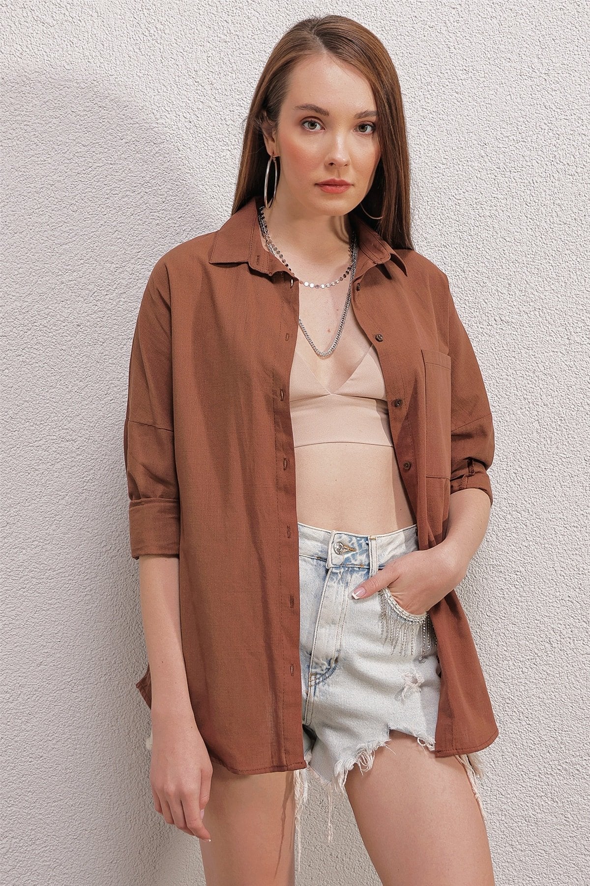 Blusa de lino naranja