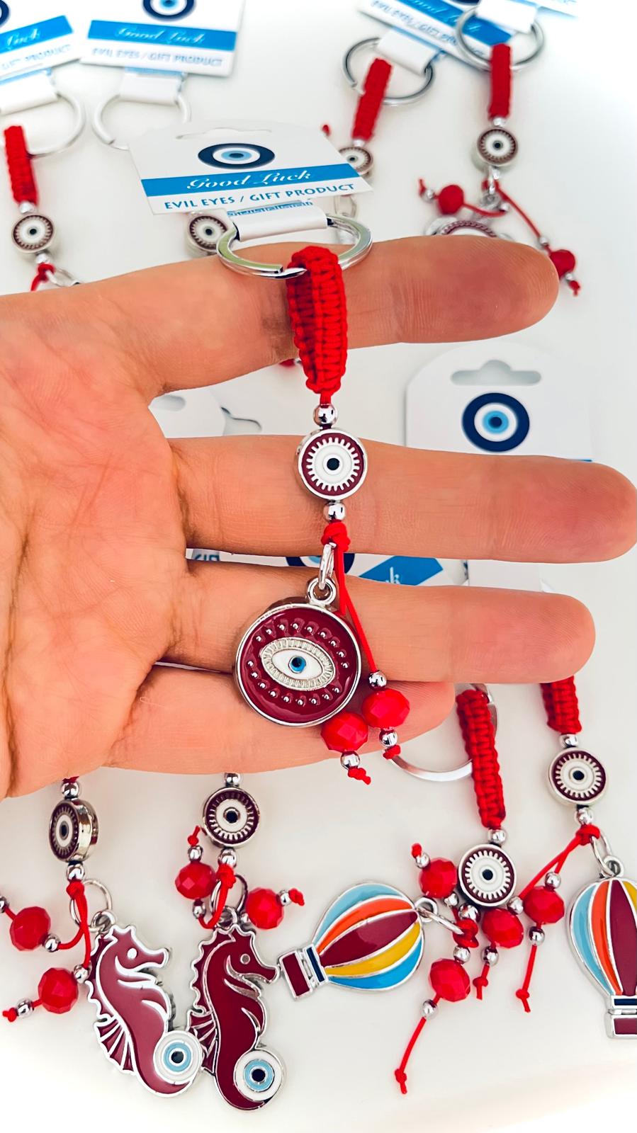 Red Eye Design Silver Evil Eye Keychain
