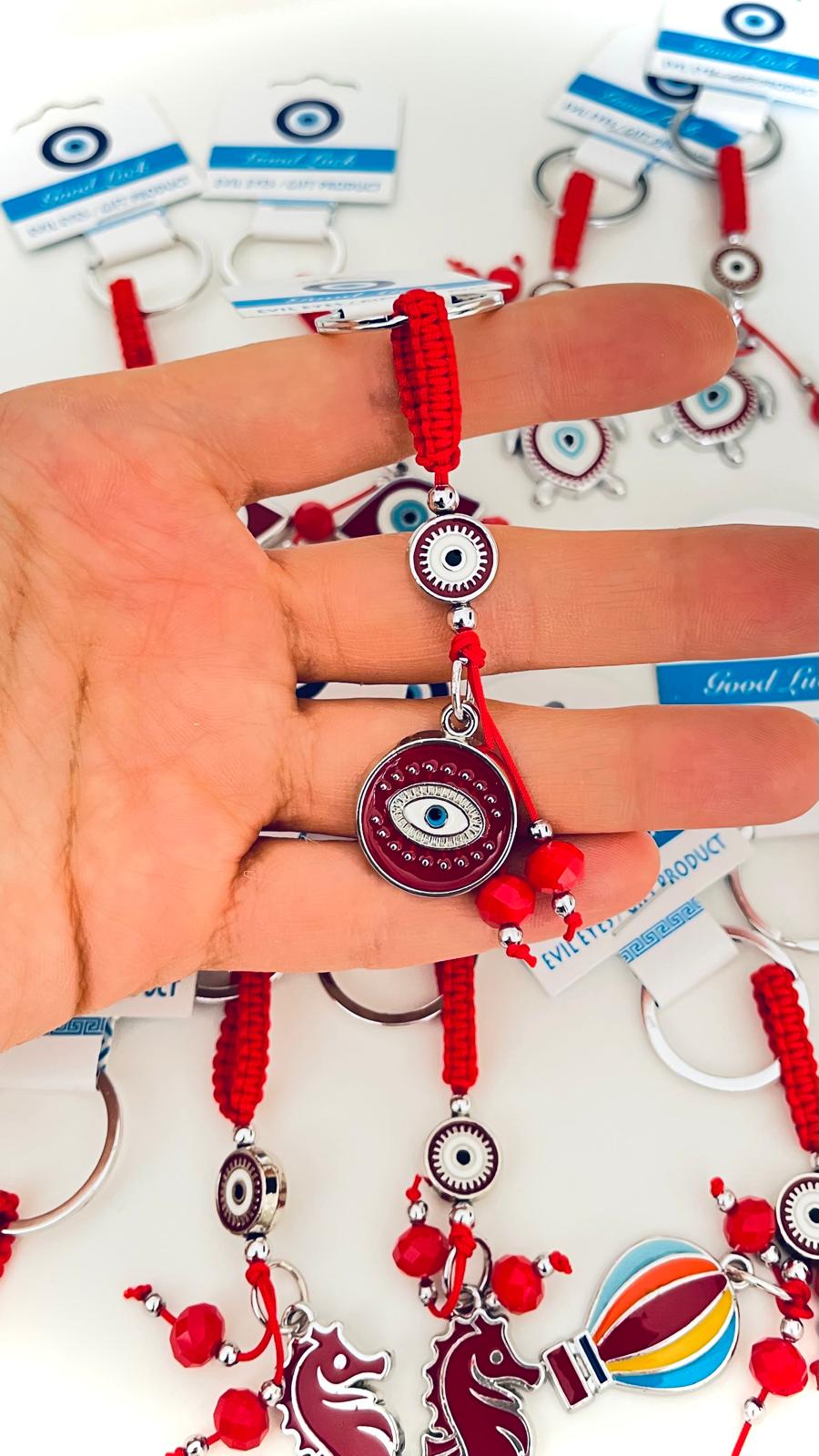 Red Eye Design Silver Evil Eye Keychain
