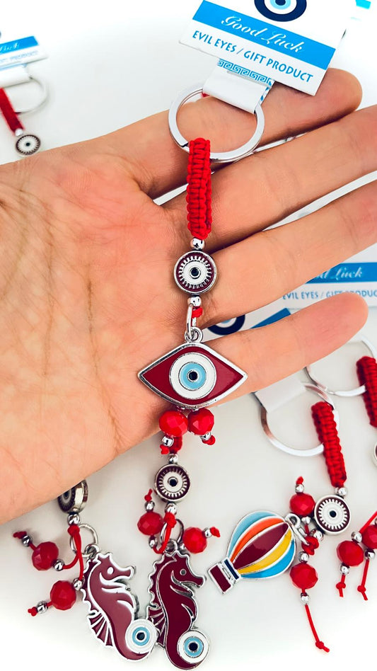 Oval Eye Design Silver Evil Eye Keychain
