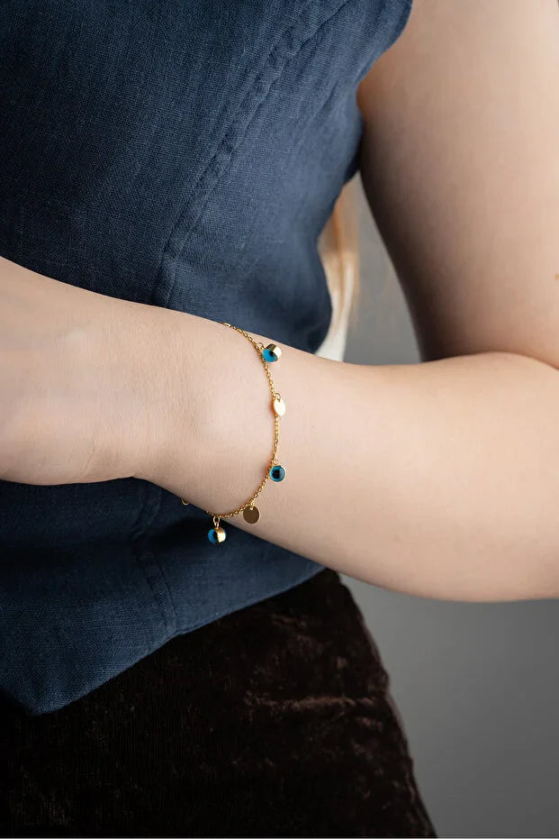 Sterling Silver Evil Eye Gold Bracelet