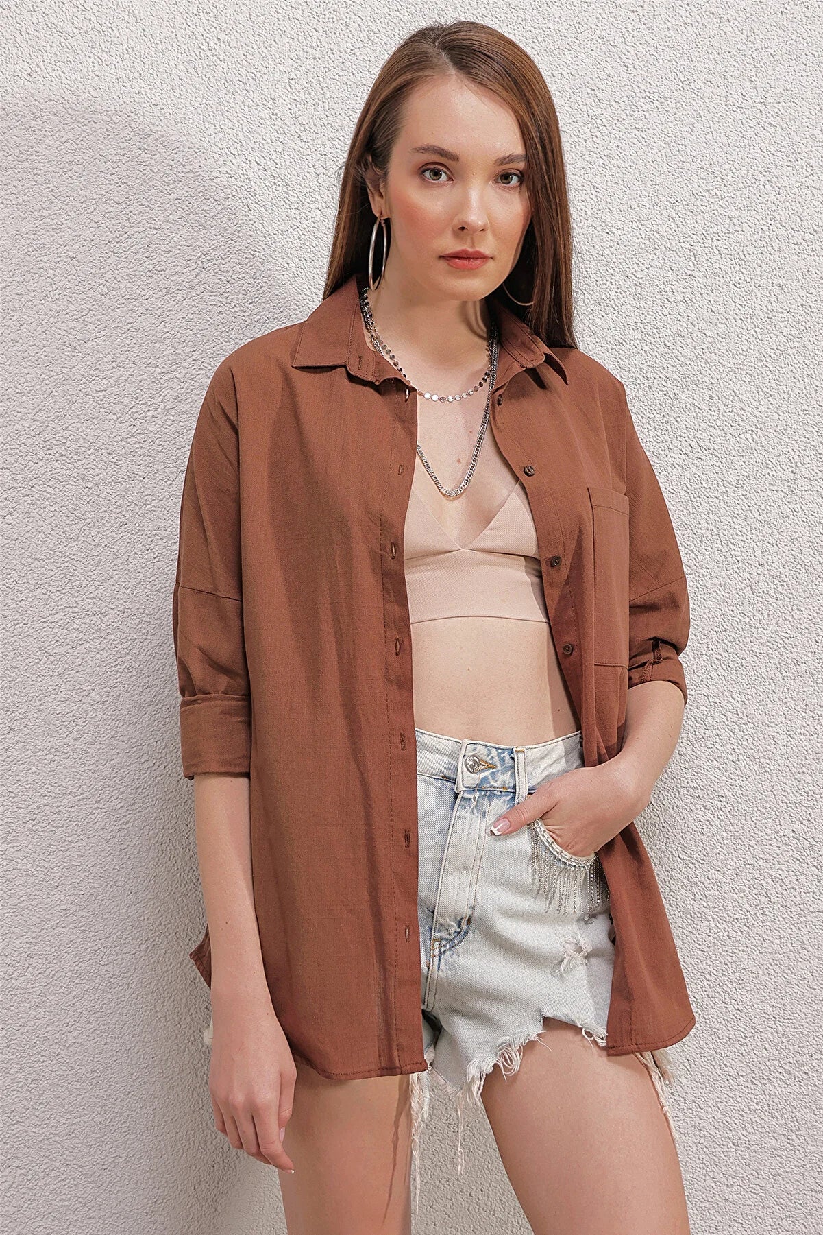 Blusa de lino naranja