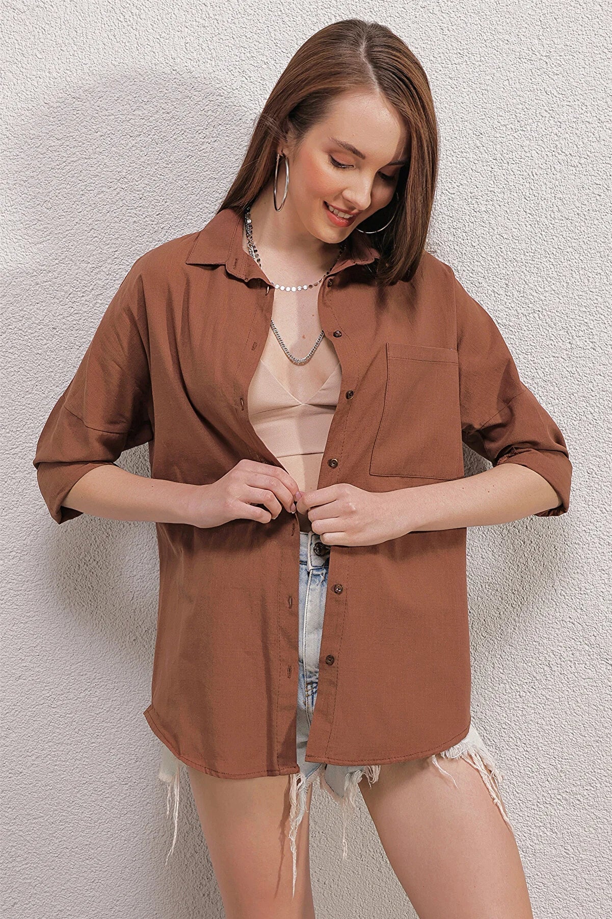 Blusa de lino naranja