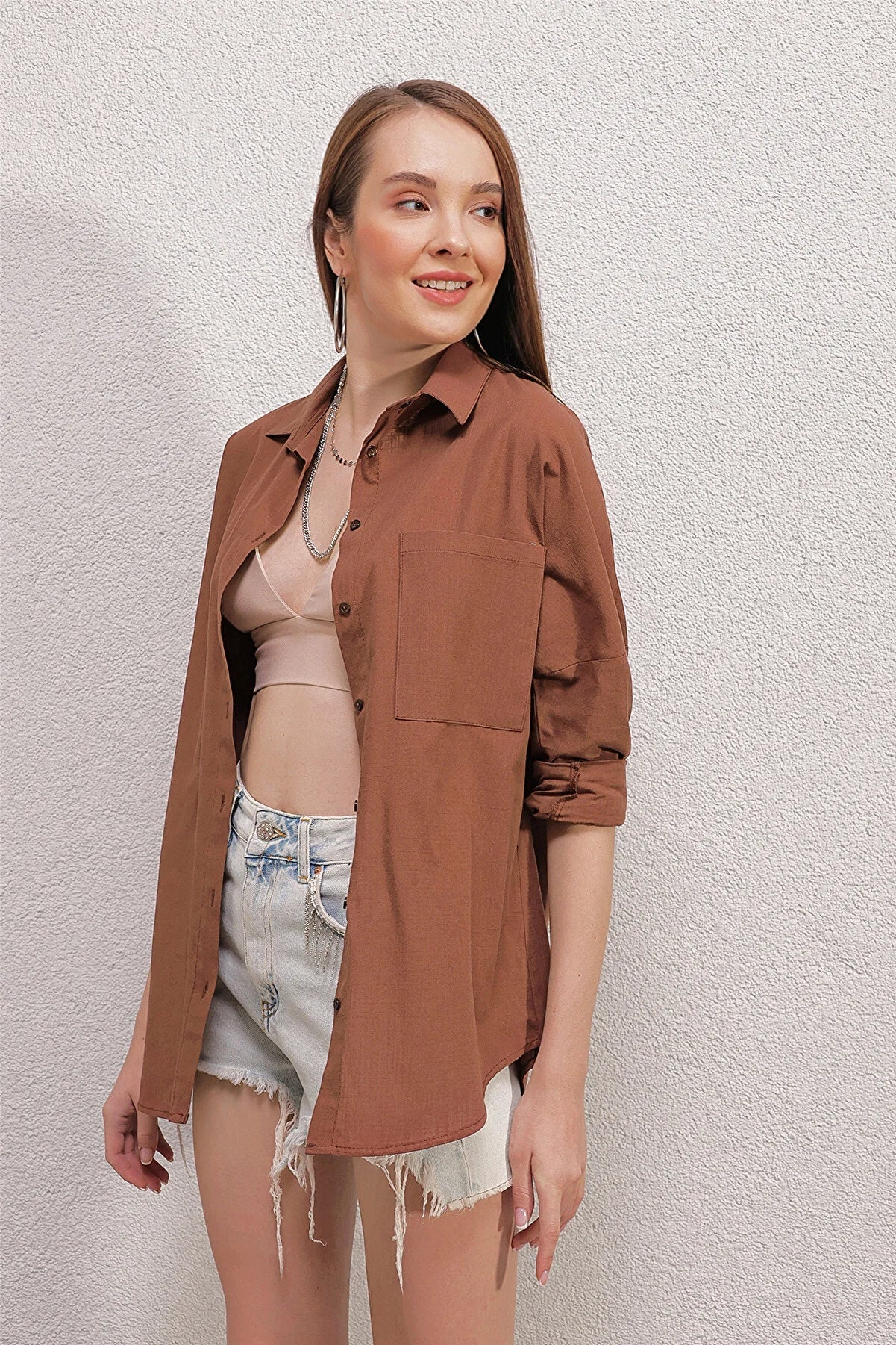 Blusa de lino naranja