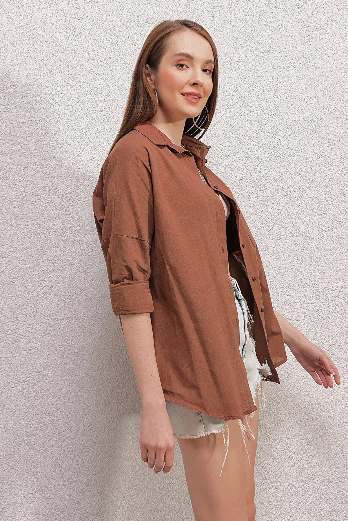 Blusa de lino naranja