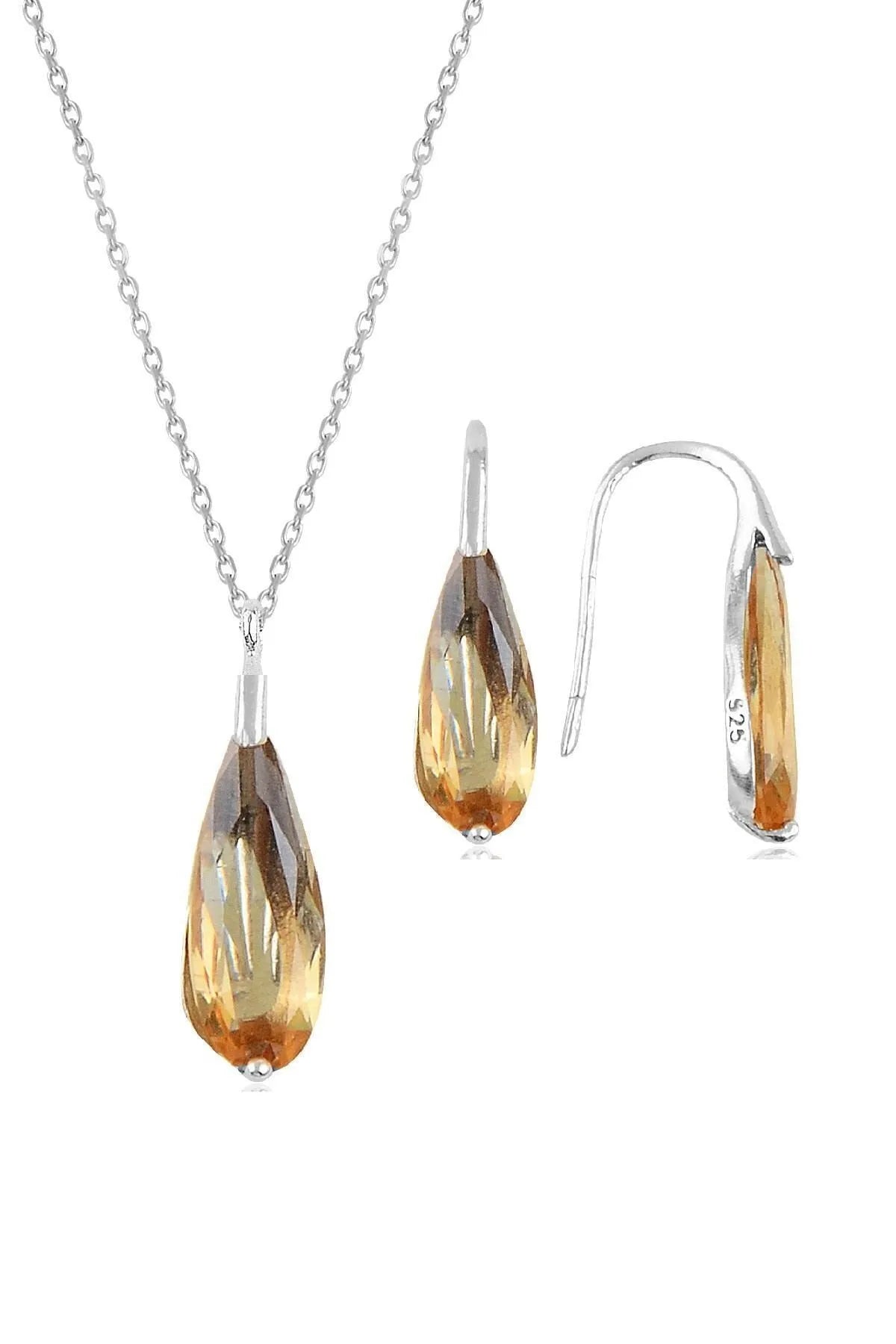 Σετ κολιέ και σκουλαρίκια από ασήμι 925 με πέτρα Zultanite 