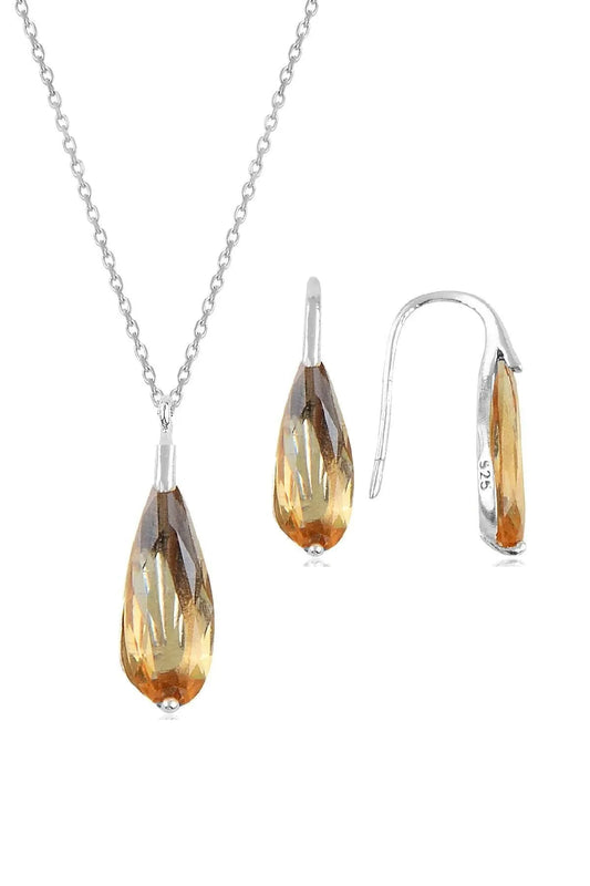 Σετ κολιέ και σκουλαρίκια από ασήμι 925 με πέτρα Zultanite 