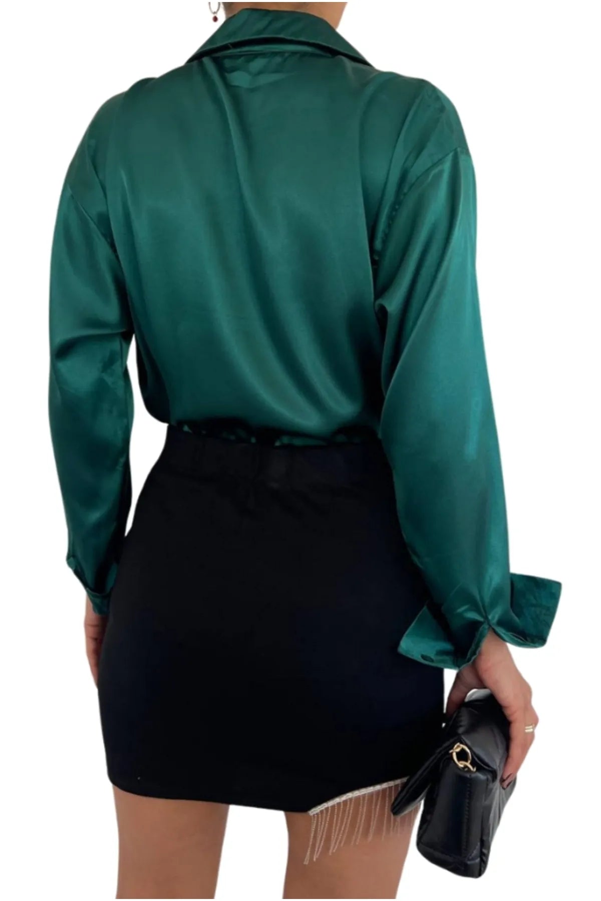 Πουκάμισο με κουμπιά σε σμαραγδί χρώμα