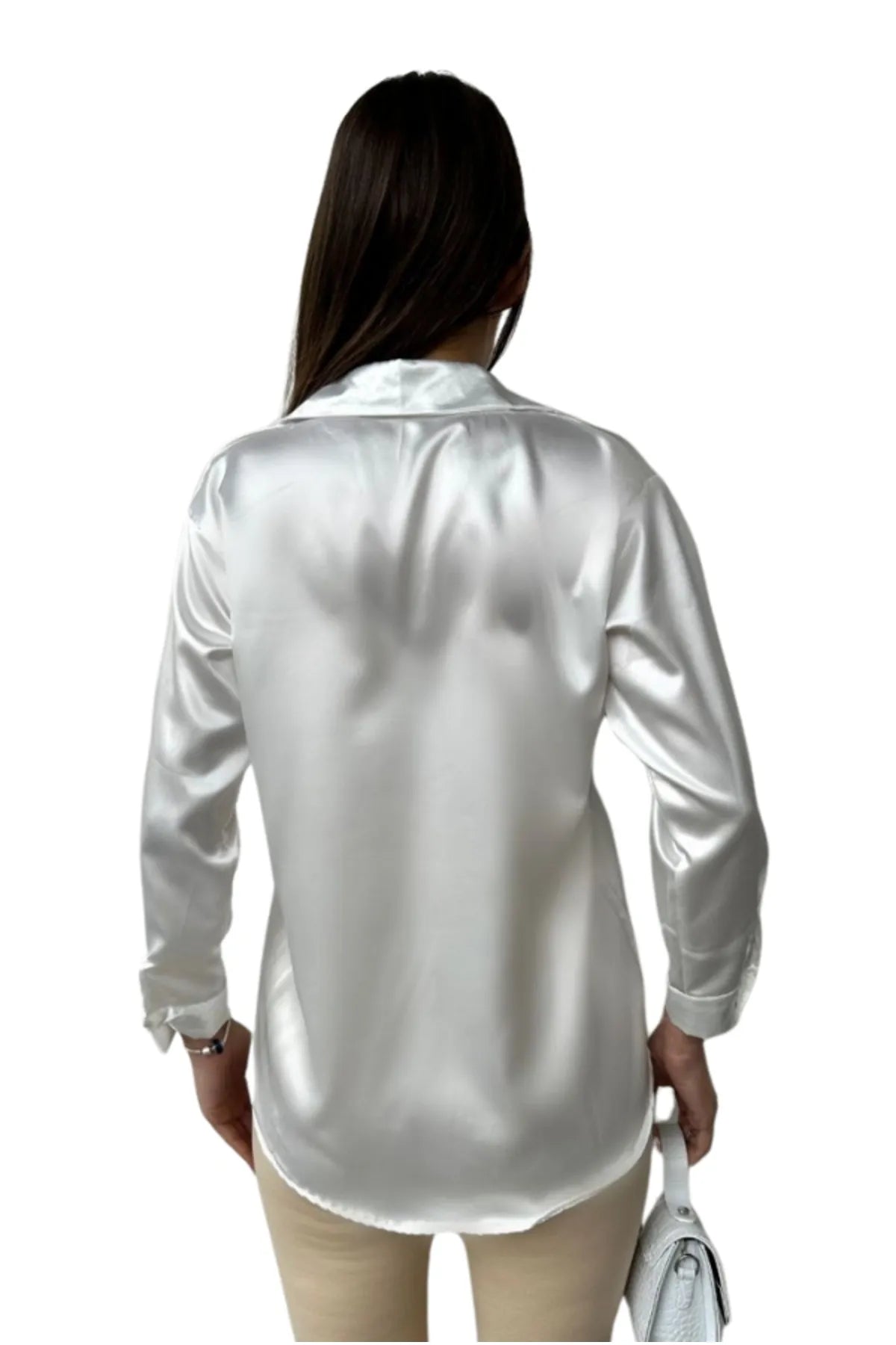 Εκρού Σατέν Πουκάμισο με Κουμπιά