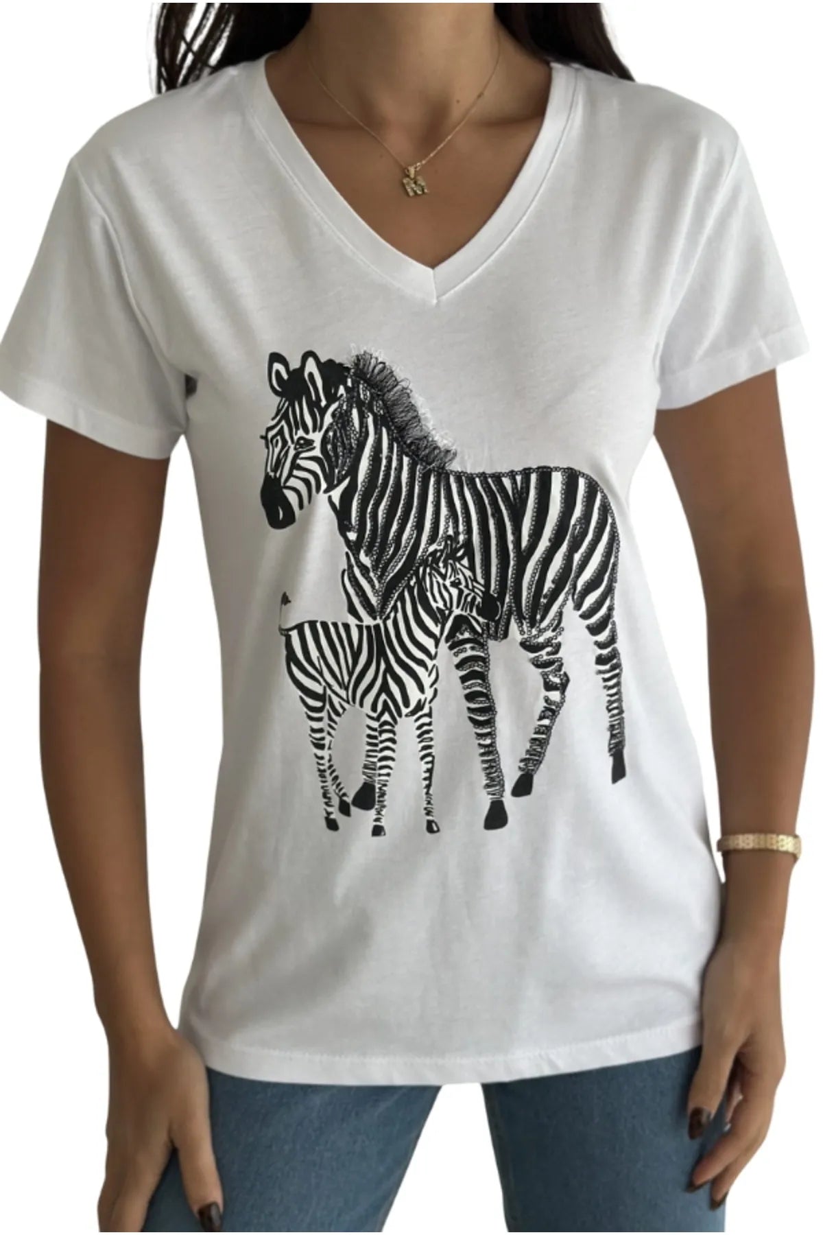 Μπλούζα Tilda Zebra με πούλιες - Λευκό 