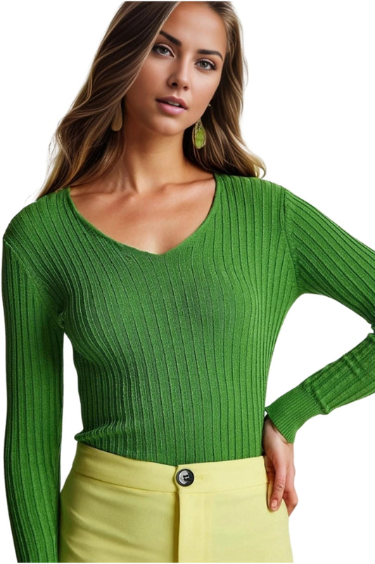June Women's Slim Fit Long Sleeve Blouse - Light Green