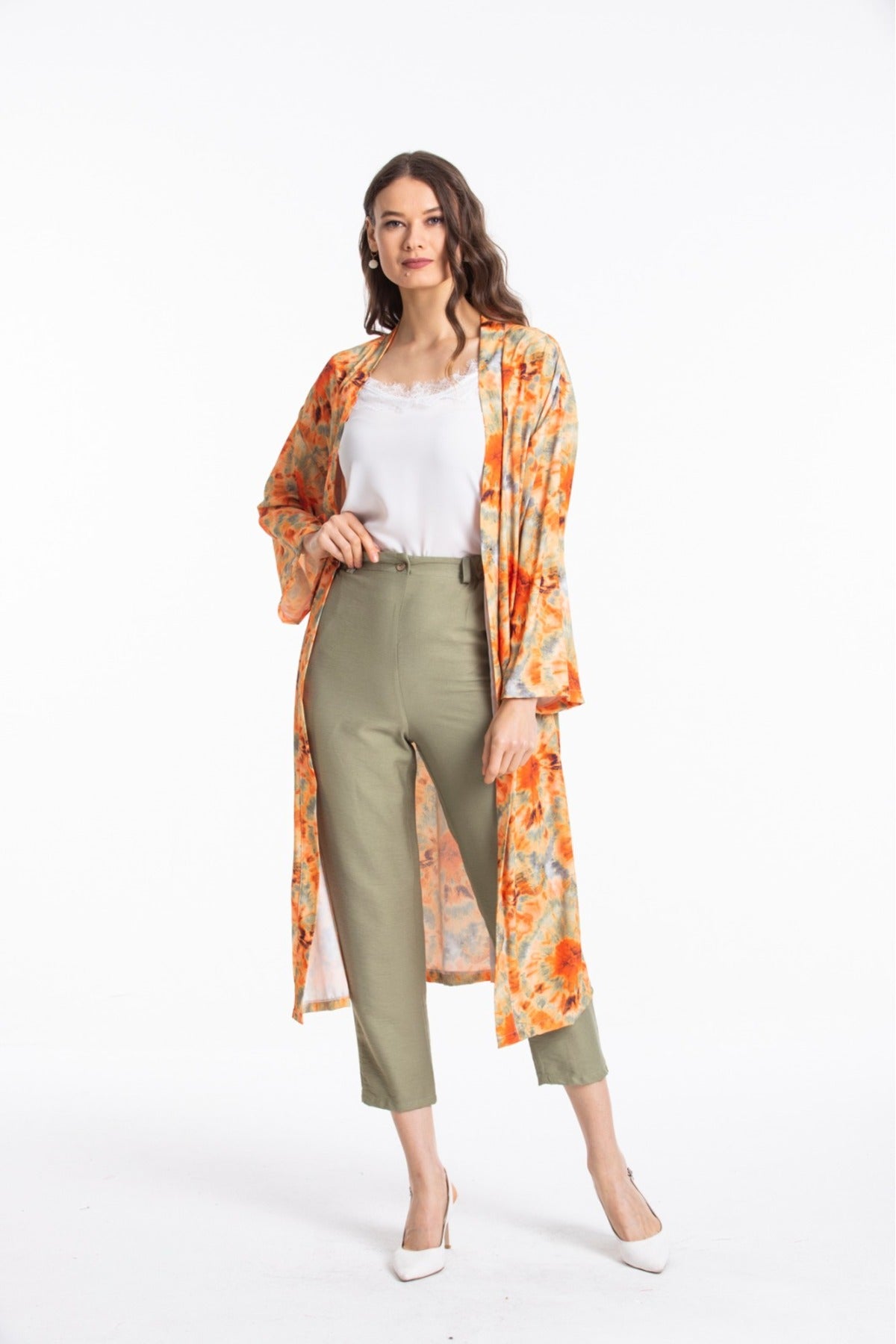 Adele Women's Kimono - Orange Green Multicolor Print - product image 7