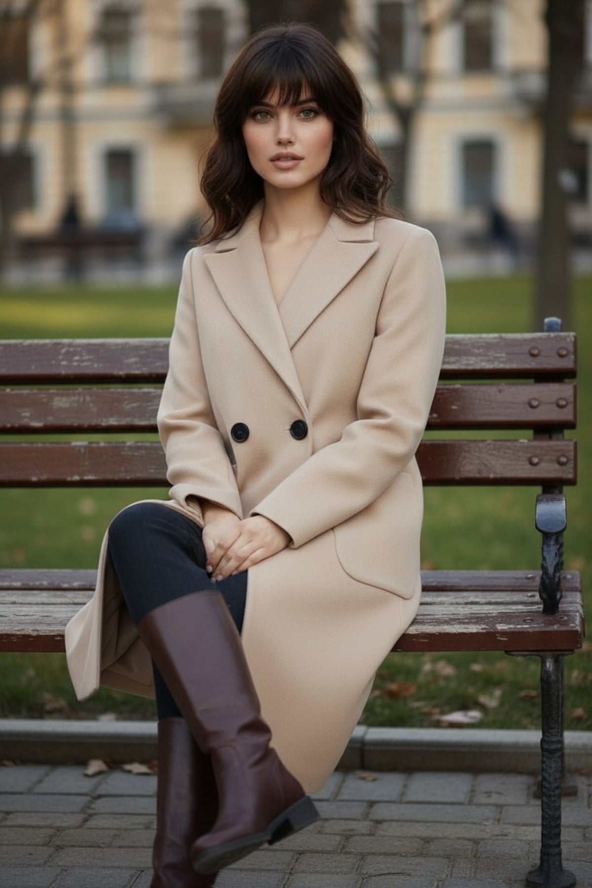 Annalise Women's Lined Button Front Coat - Stone - product image 4