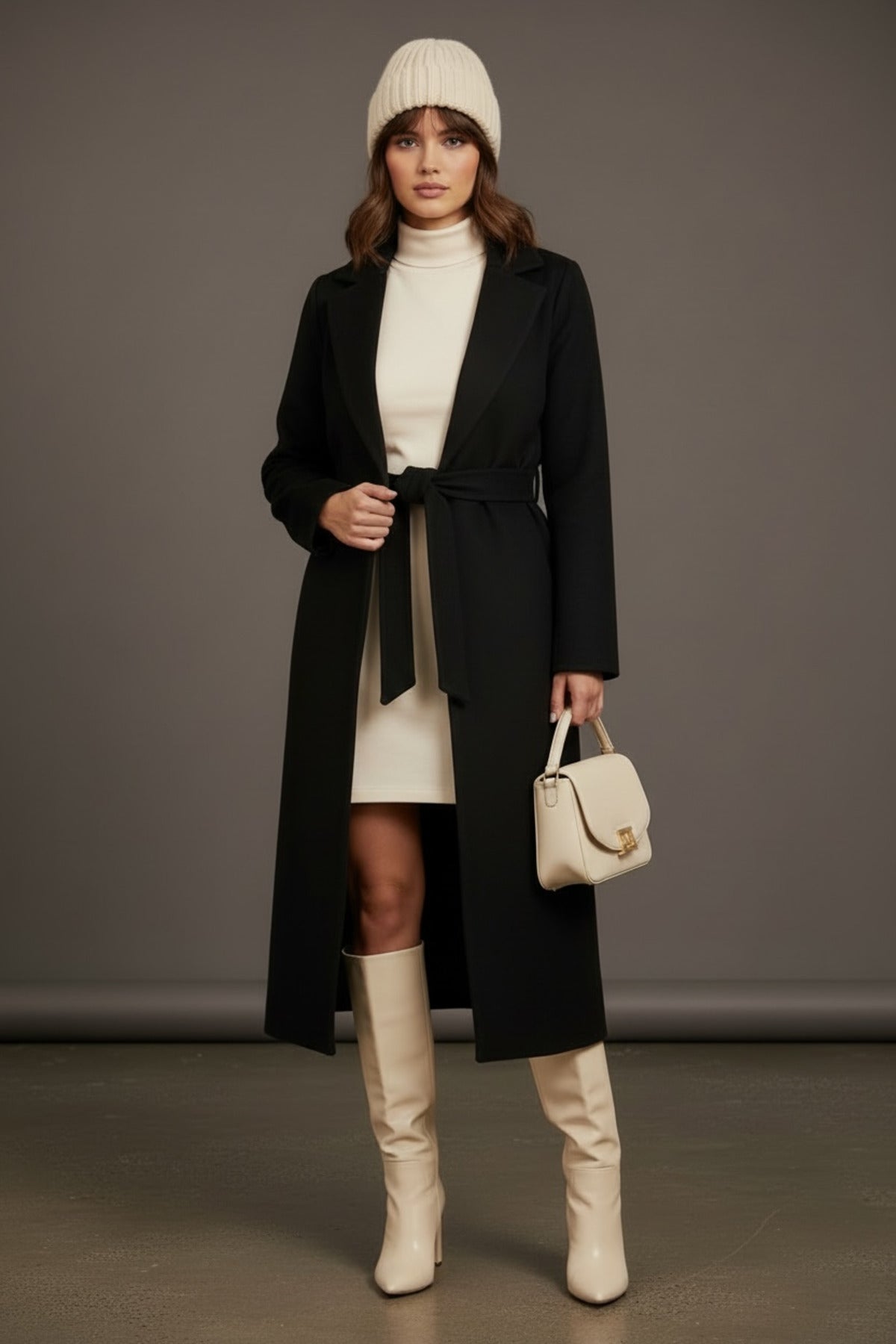 Ingrid Women's Belted Notched Collar Coat - Black - product image 3