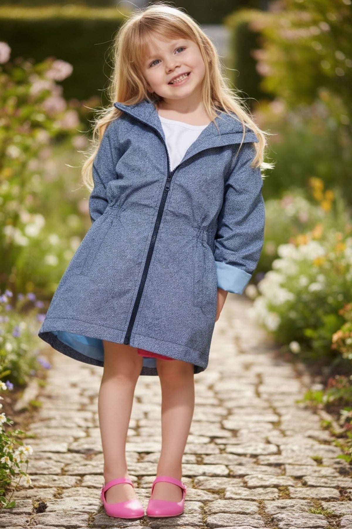 Aria Girls' Denim Rain Jacket - Blue Denim Print - product image 3