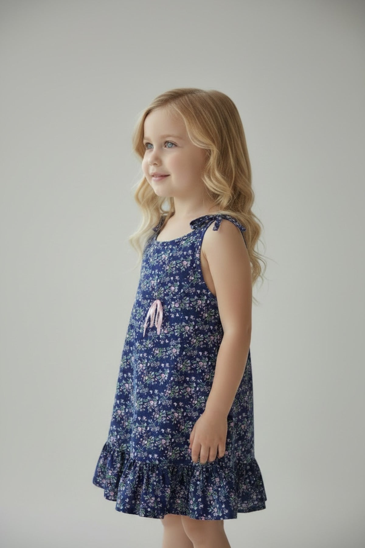 Cosette Girls' Floral Dress - Navy Print - product image 2