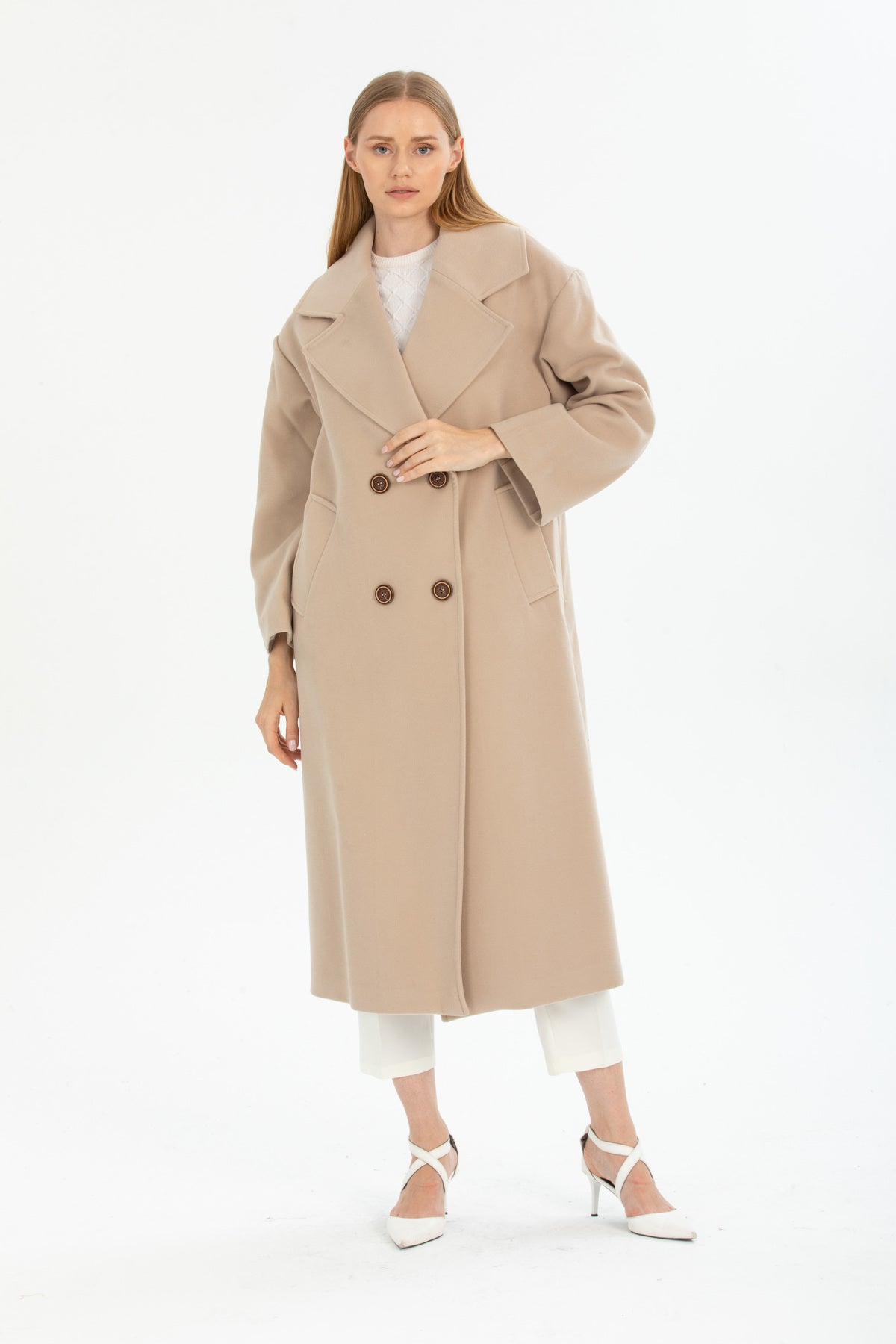 Aurelia Women's Oversized Coat - Beige - product image 2