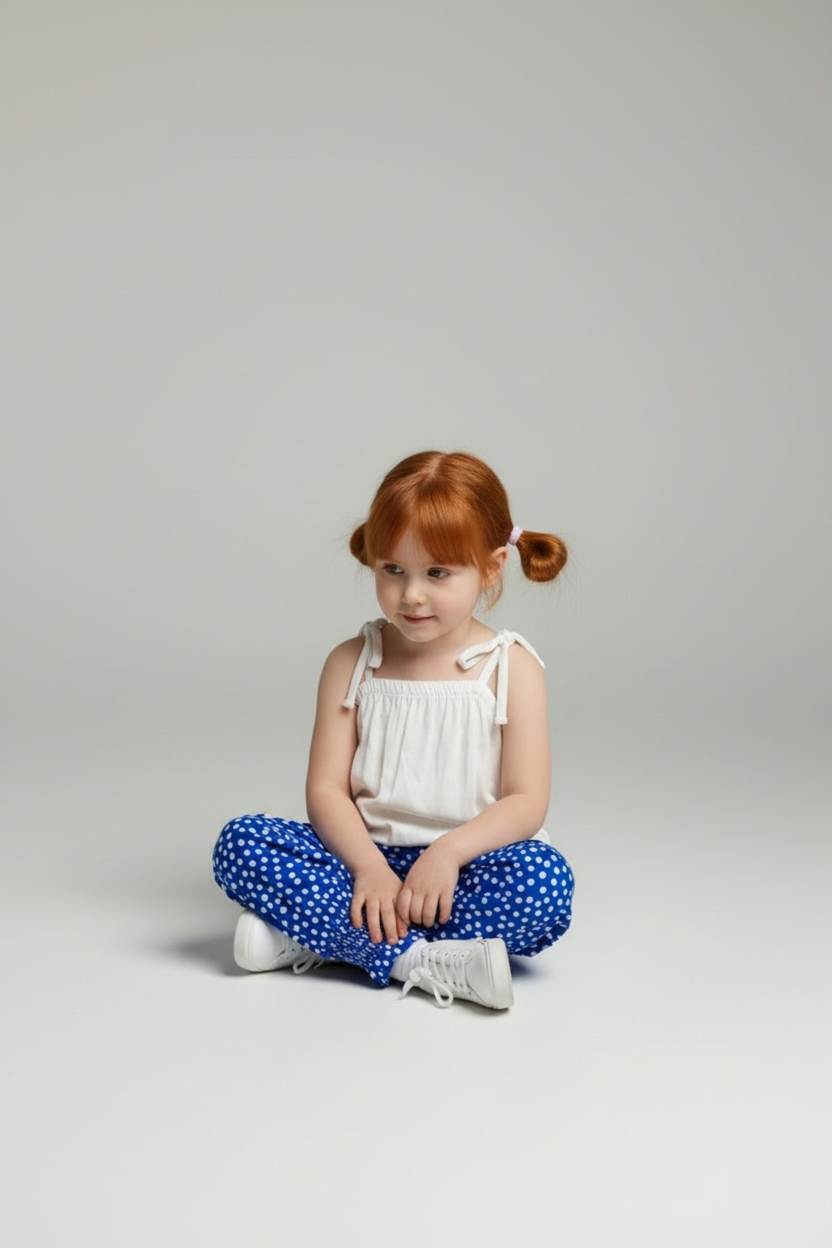 Cherie Girls' Polka Dot Strappy Jumpsuit - Royal Blue Polka Dot - product image 3