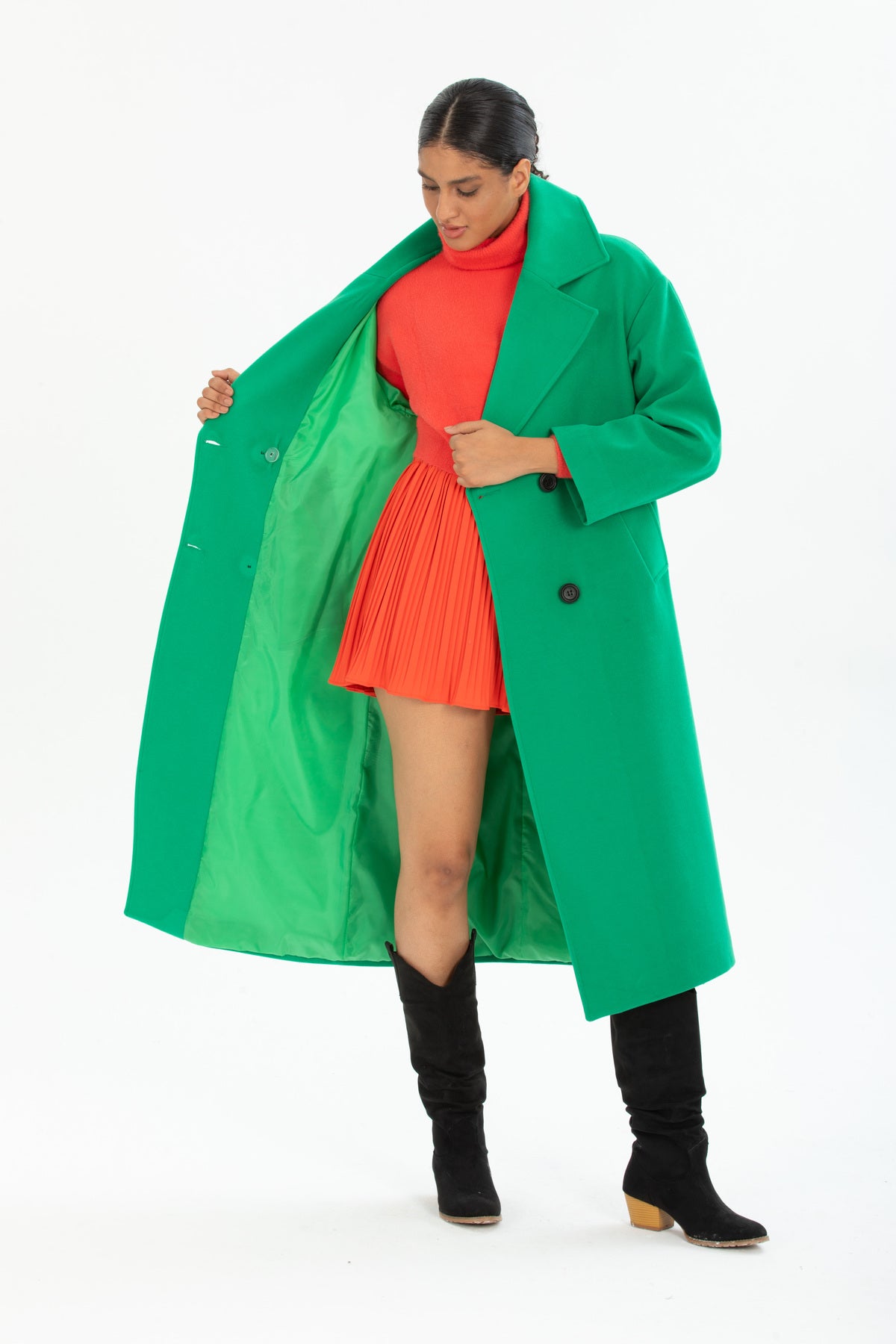 Aurelia Women's Oversized Coat - Grass Green - product image 2