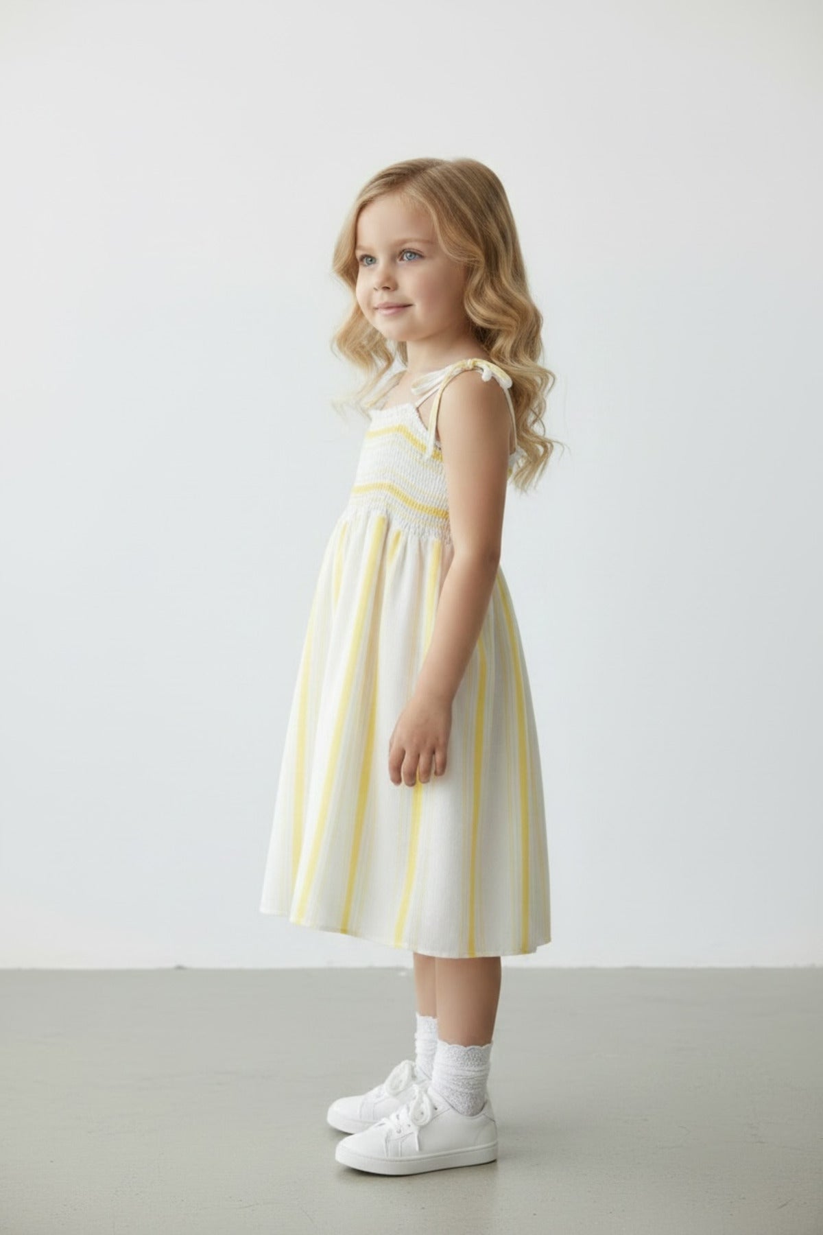 Darcy Girls' Striped Strappy Dress - Yellow Stripe - product image 3