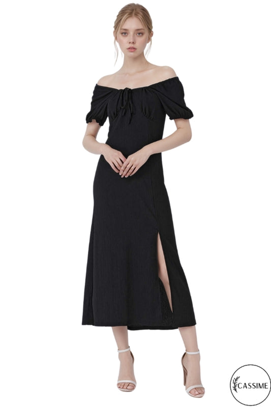 Jade Women's Summer Dress with Slit - Black