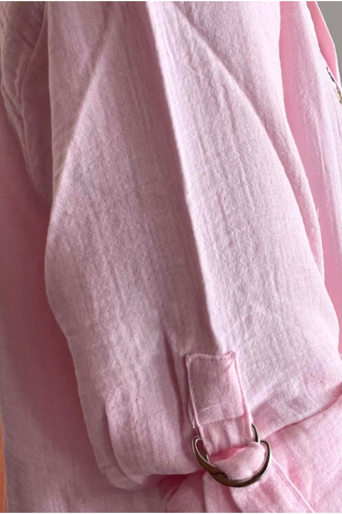 Hazel Women's Oversized Muslin Shirt Dress - Baby Pink Muslin