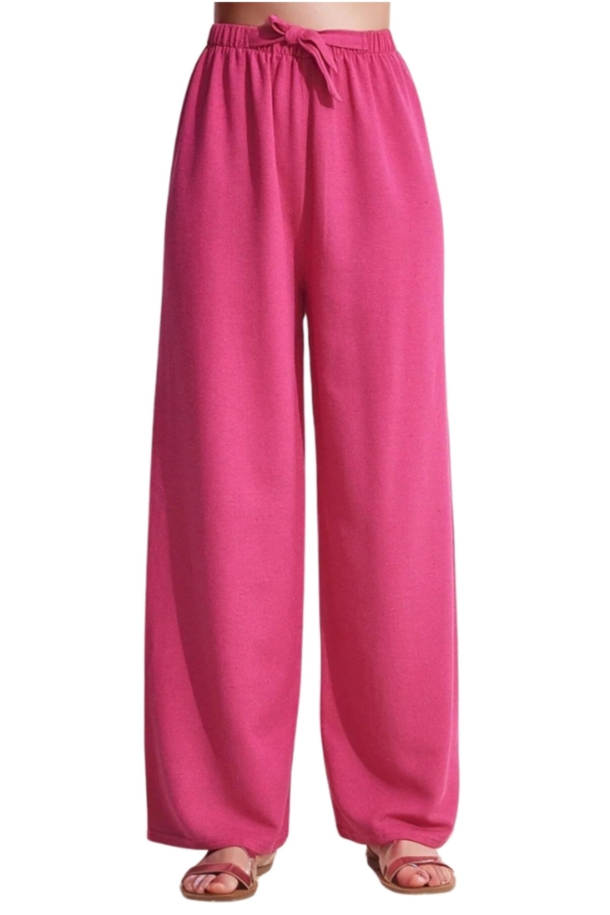 Lucy Women's Linen Blend Wide Leg Palazzo Pants - Fuchsia