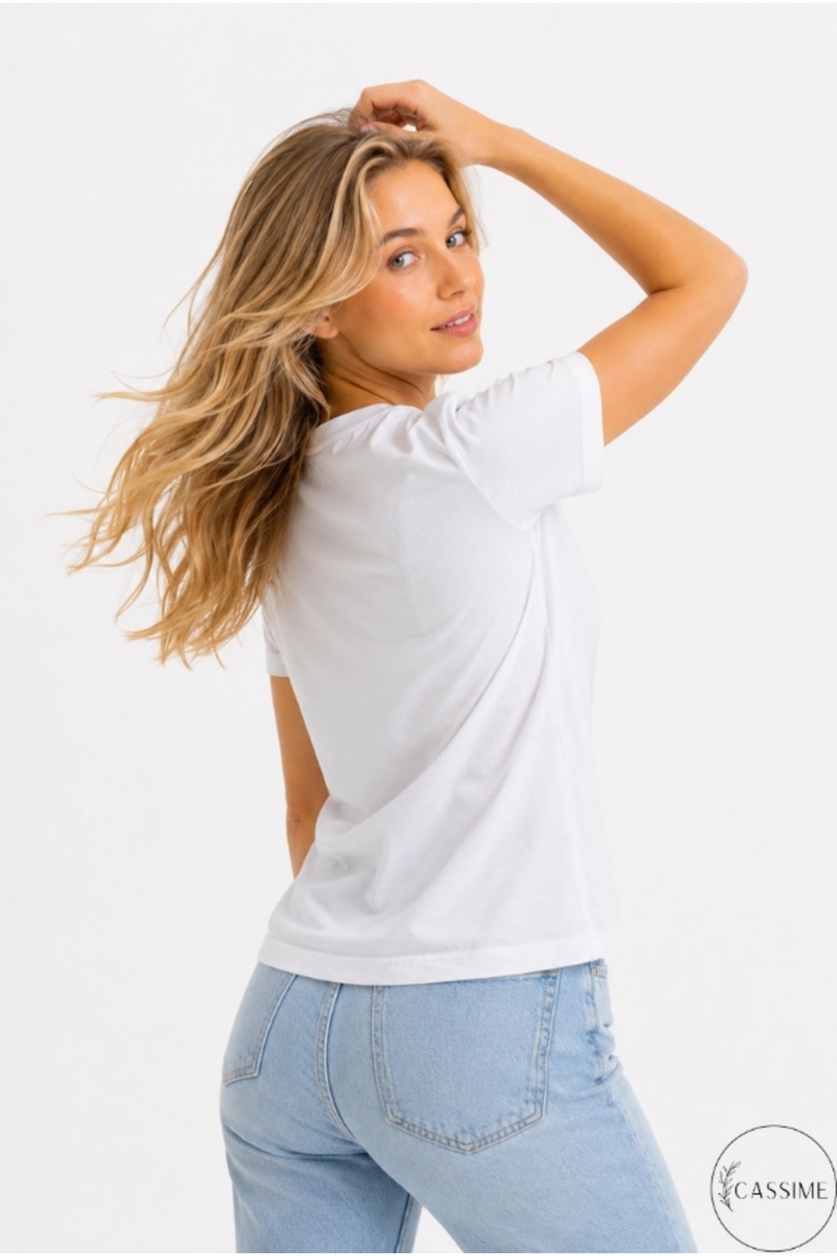 Emma Women's Cotton Embellished T-Shirt - Beige Floral Embroidery