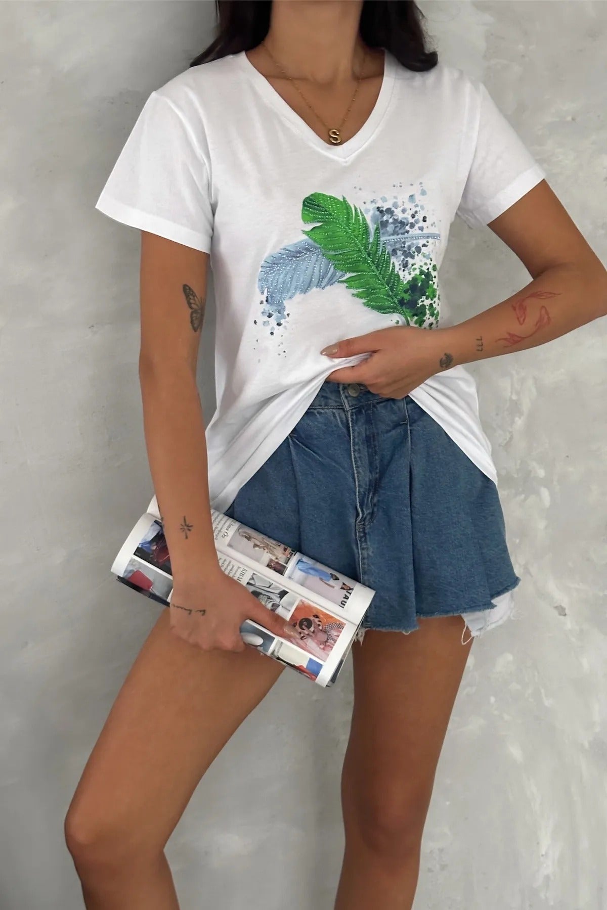 Tilda White Sequin Cotton Short Sleeve T-Shirt