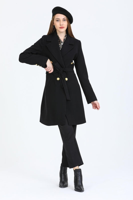 Bernice Women's Notched Collar Coat - Black - product image 1